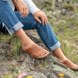 Taos “Guru” Woven Slide Sandals - Honey